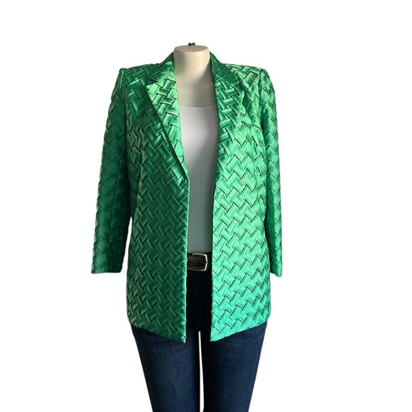 By Egreis Green Waffle Knit Blazer Jacket - S - Picture 4 of 9